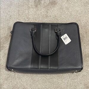 Coach Navy & Black Leather Briefcase NWT